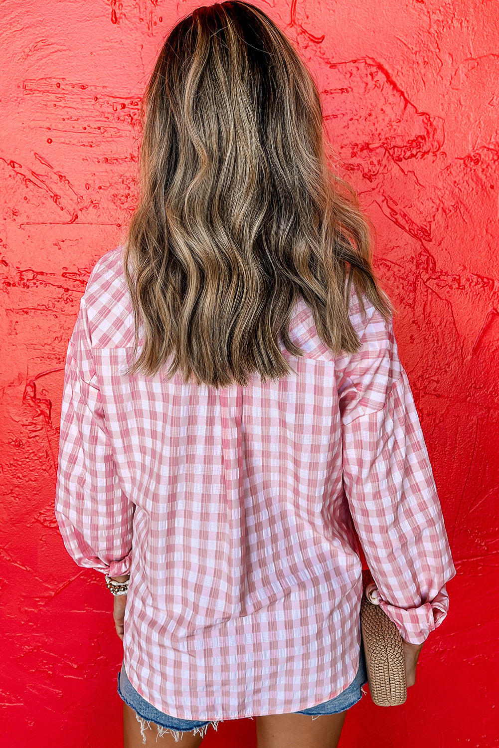 Pink Gingham Buttoned Shirt
