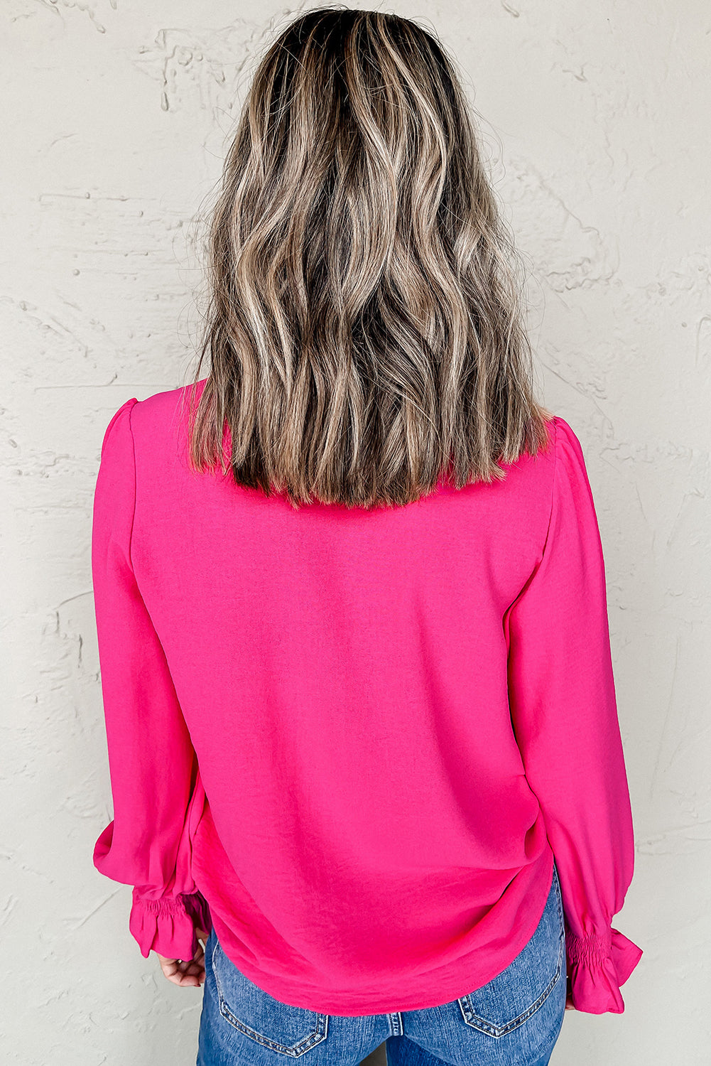 Solid Color V Neck Blouse