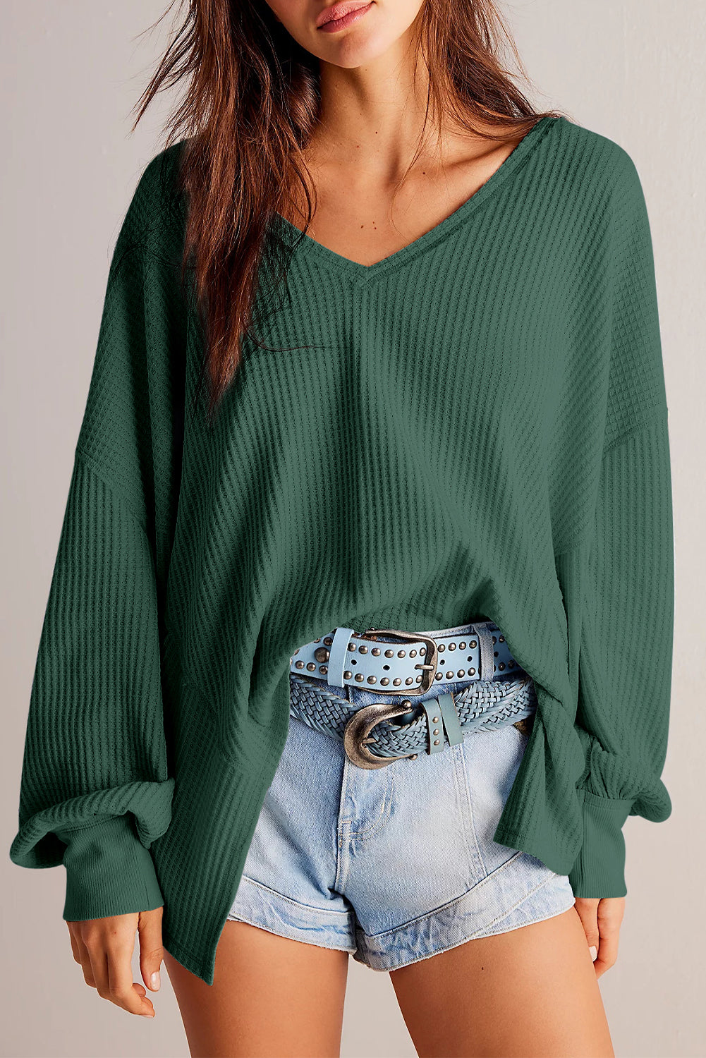 Long Sleeve Drop Shoulder Loose Blouse