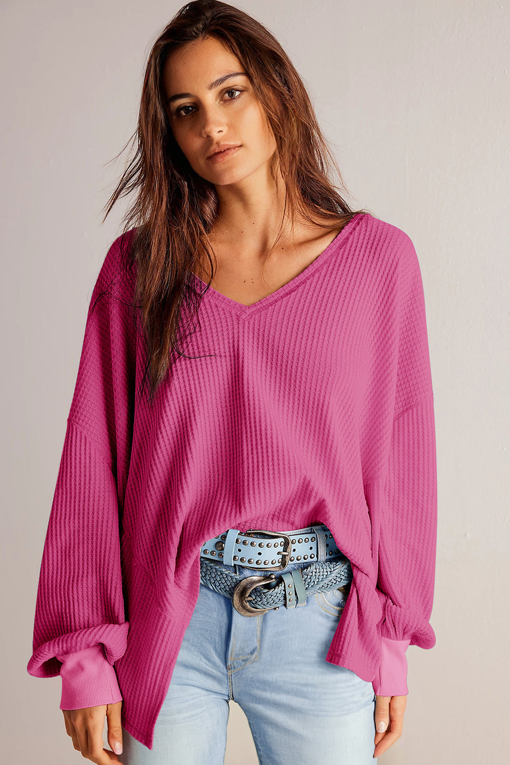Long Sleeve Drop Shoulder Loose Blouse