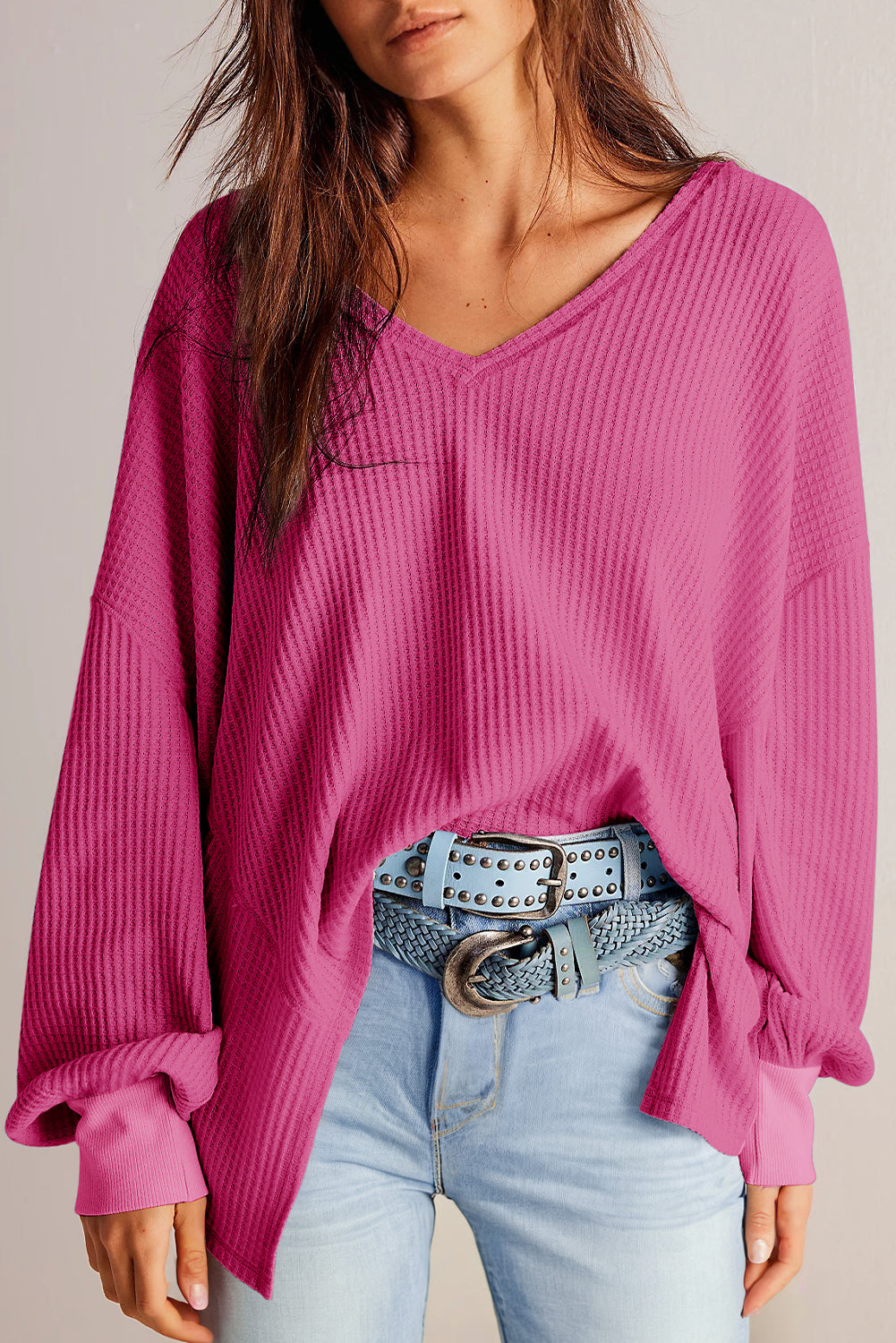 Long Sleeve Drop Shoulder Loose Blouse