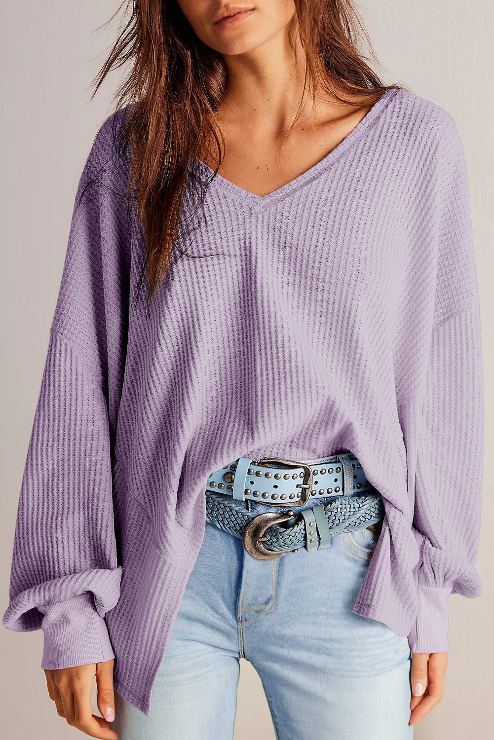 Long Sleeve Drop Shoulder Loose Blouse