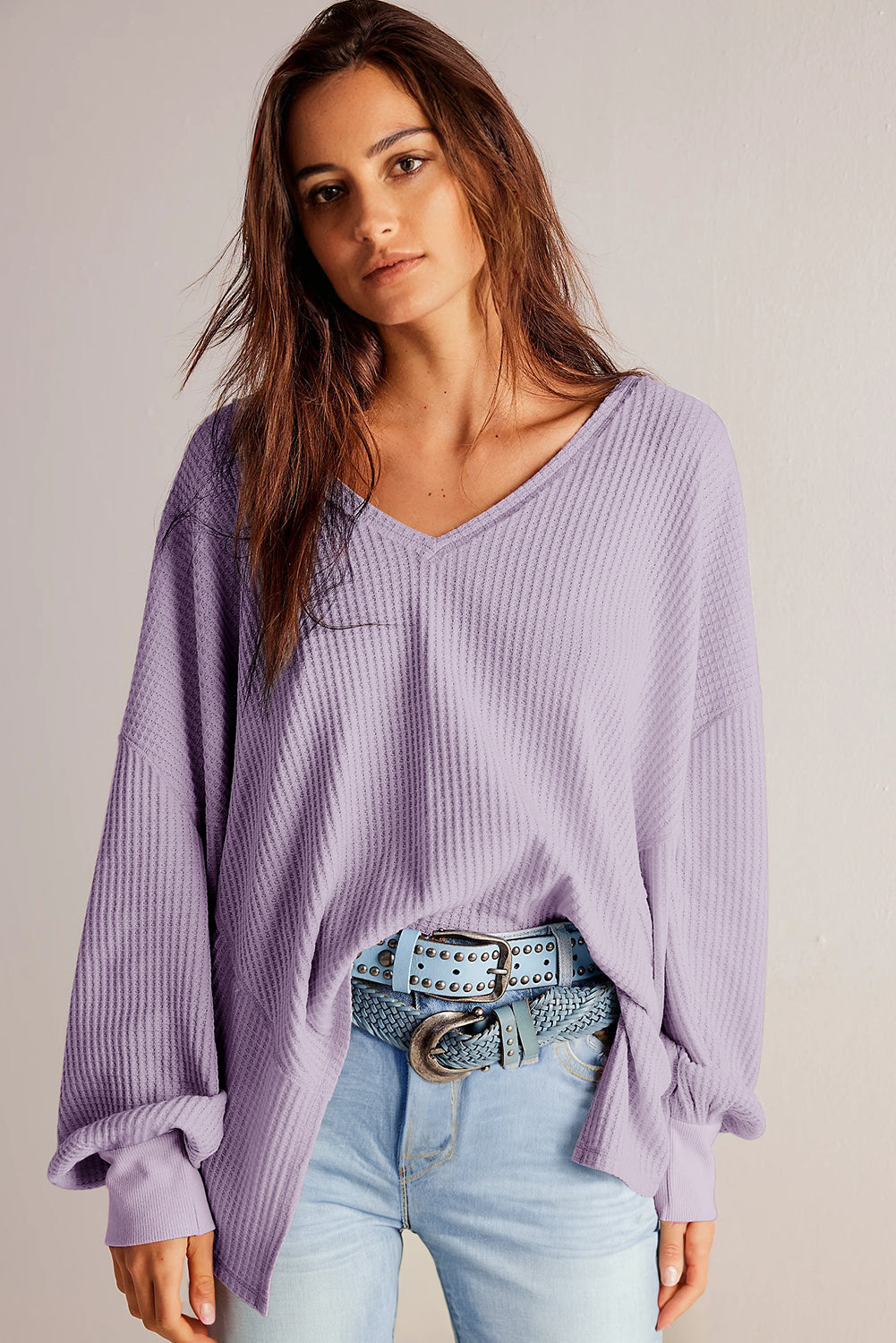 Long Sleeve Drop Shoulder Loose Blouse