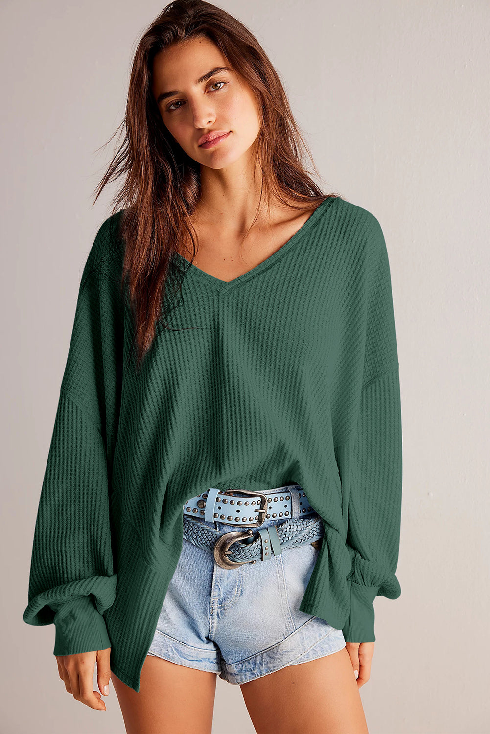 Long Sleeve Drop Shoulder Loose Blouse