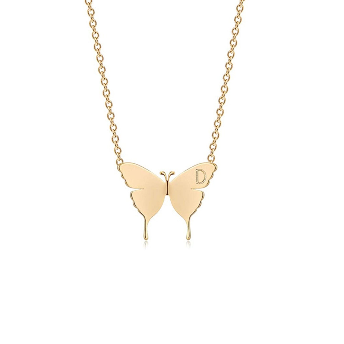 Butterfly Pendant Necklace with Initial