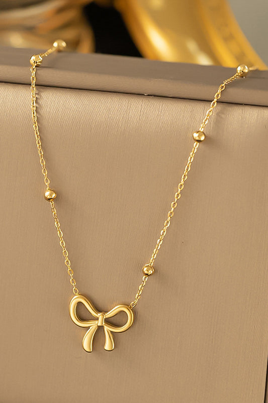 Gold Bow Pendant Choker Necklace