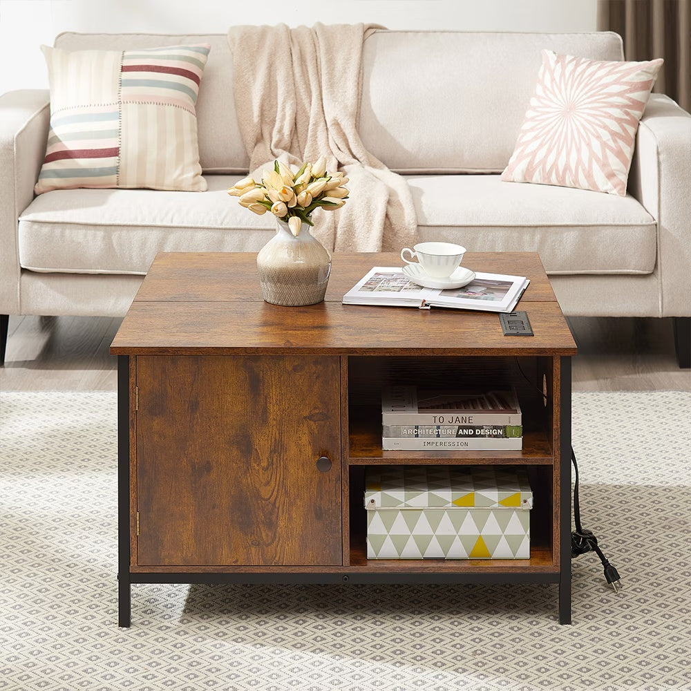 Modern Height-Adjustable Coffee Table with Storage