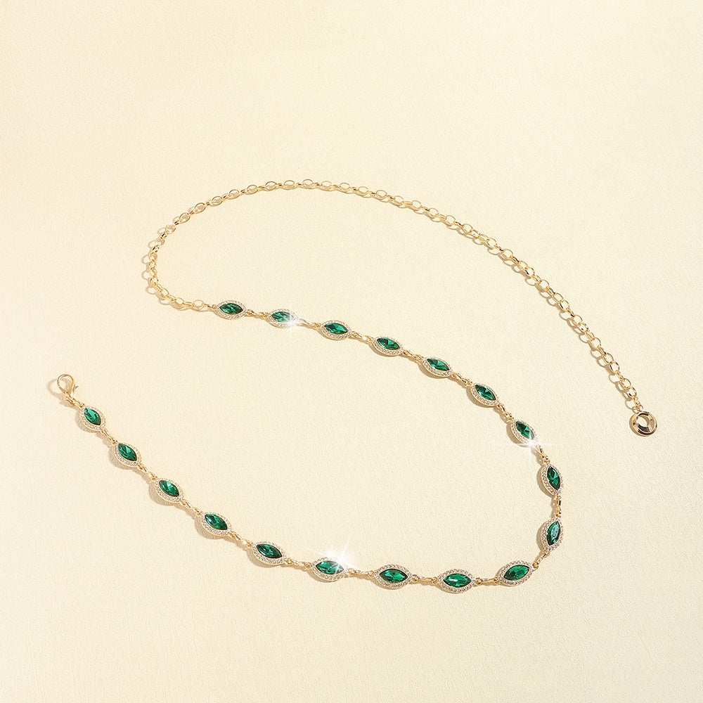 Elegant Women's Waist Chain Emerald Look