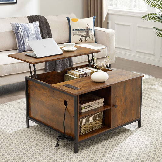 Modern Height-Adjustable Coffee Table with Storage