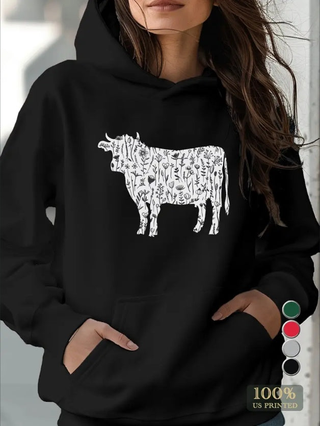 Hoodie Black Cow