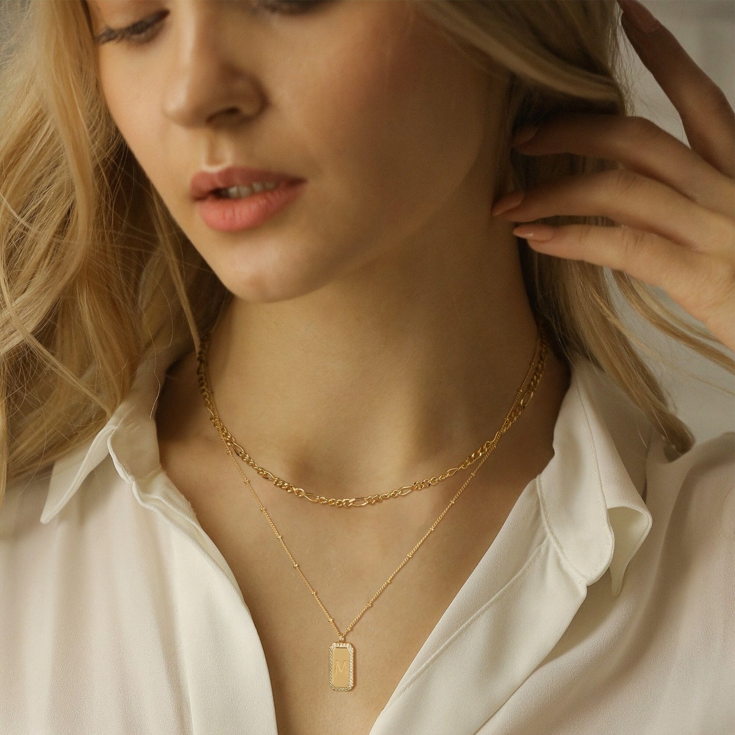 Double Layered Initial Necklace